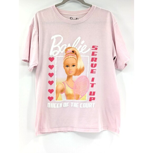 Barbie Pink  Serve it Up Queen of the Court Tennis Sporty T-Shirt Size Large - Picture 7 of 11